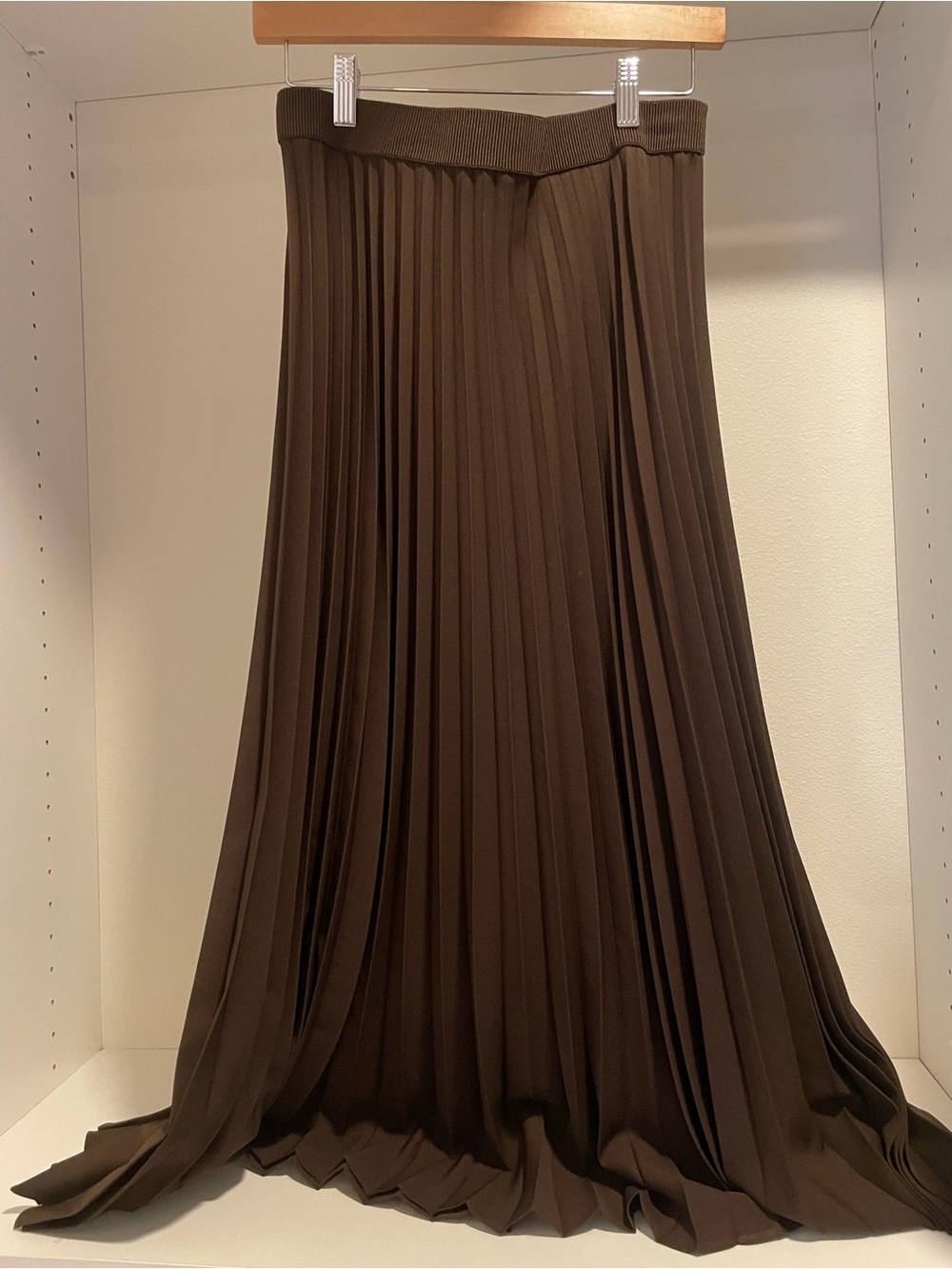 Brown Pleated Maxi Skirt